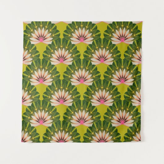 Stilisierte Lotustapete: rosa, grün. Wandteppich (Vorderseite)