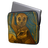 Stilisierte Meerkat Pair Under Starry Sky Laptopschutzhülle (Vorderseite Links)