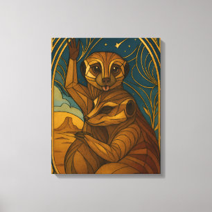 Stilisierte Meerkat Pair Under Starry Sky Leinwanddruck