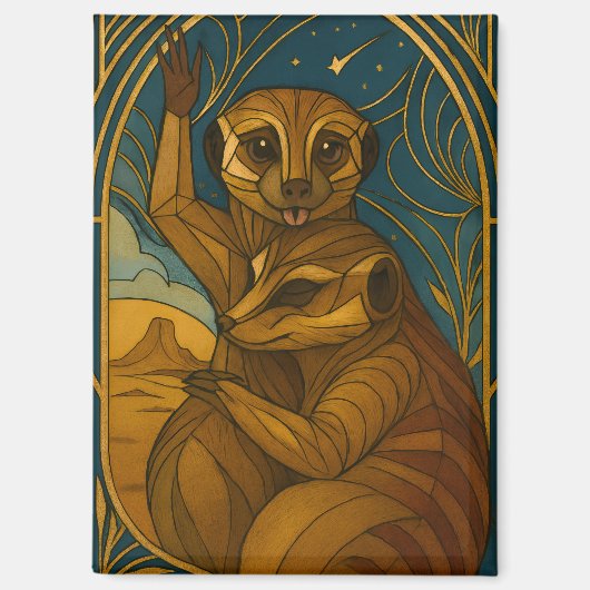 Stilisierte Meerkat Pair Under Starry Sky Magnet (Vorderseite)