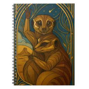 Stilisierte Meerkat Pair Under Starry Sky Notizblock
