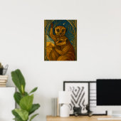 Stilisierte Meerkat Pair Under Starry Sky Poster (Heimbüro)