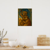 Stilisierte Meerkat Pair Under Starry Sky Poster (Küche)