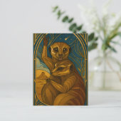 Stilisierte Meerkat Pair Under Starry Sky Postkarte (Stehend Vorderseite)
