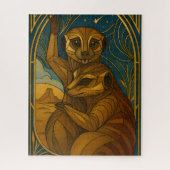 Stilisierte Meerkat Pair Under Starry Sky Puzzle (Vertikal)