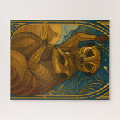 Stilisierte Meerkat Pair Under Starry Sky Puzzle (Horizontal)