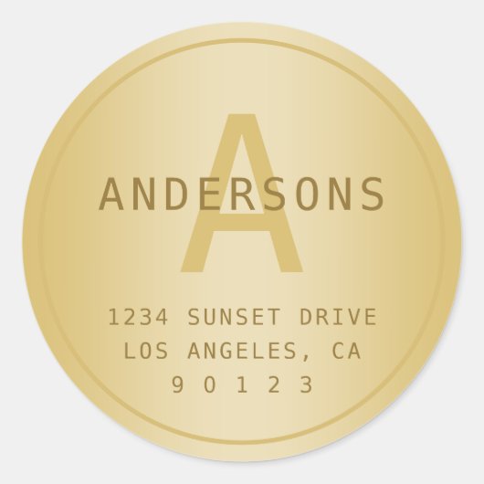 Stilisierte moderne Minimal Gold Rücksendeadresse Runder Aufkleber (Vorderseite)