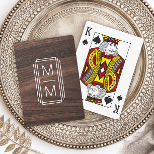 Stilisierte Monogramm-Initialen elegante Holzmaser Spielkarten