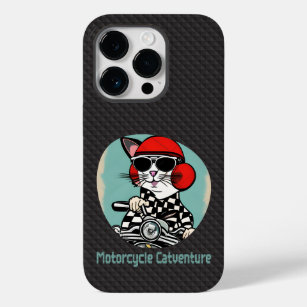 Stilisierte Motorkatze - Roter Helm und Brille Case-Mate iPhone 14 Pro Hülle