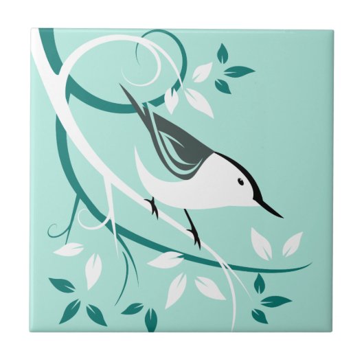 Stilisierte Nuthatch in Tree Fliese (Vorderseite)
