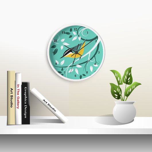 Stilisierte Nuthatch Wanduhr