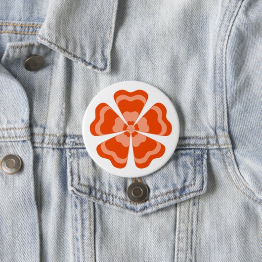 Stilisierte orange Retro-Blume Button (Beispiel)