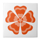 Stilisierte orange Retro-Blume Fliese (Vorderseite)