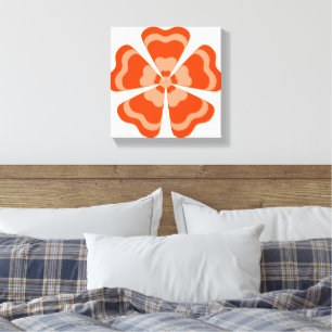 Stilisierte orange Retro-Blume Leinwanddruck