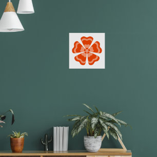 Stilisierte orange Retro-Blume Poster