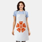 Stilisierte orange Retro-Blume Schürze (Getragen)