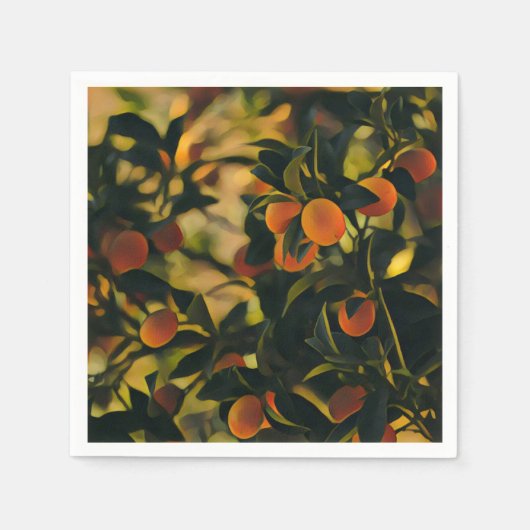 Stilisierte Orange Tree Paper Napkin Serviette (Vorderseite)