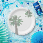 Stilisierte Palmen Pastel Green Tropical Pappteller (Party)