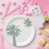 Stilisierte Palmen Pastel Green Tropical Pappteller (Party)
