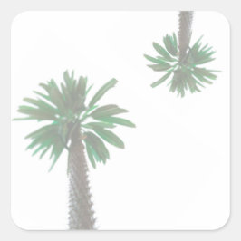 Stilisierte Palmen Pastel Green Tropical Quadratischer Aufkleber