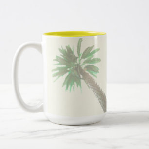 Stilisierte Palmen Pastel Green Tropical Zweifarbige Tasse