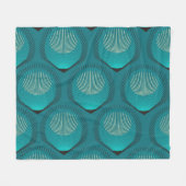 Stilisierte Peacock Feathers Blue Tile Fleecedecke (Vorderseite (Horizontal))