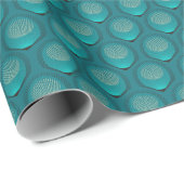 Stilisierte Peacock Feathers Blue Tile Geschenkpapier (Rolleneckpunkt)