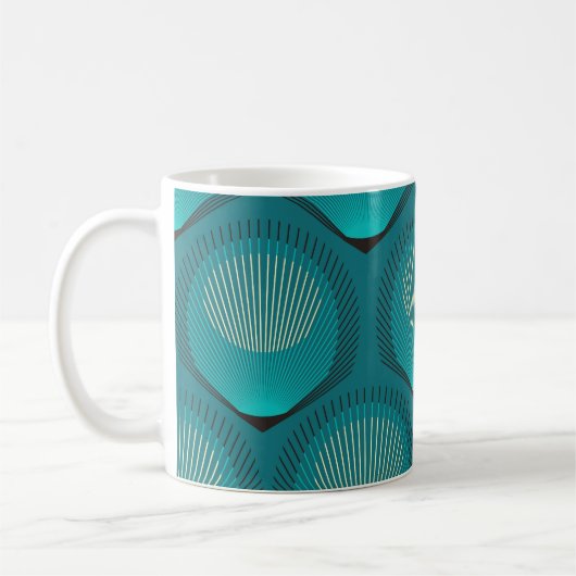 Stilisierte Peacock Feathers Blue Tile Kaffeetasse (Links)