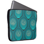 Stilisierte Peacock Feathers Blue Tile Laptopschutzhülle (Vorne Rechts)