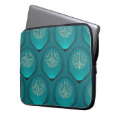 Stilisierte Peacock Feathers Blue Tile Laptopschutzhülle (Vorderseite Links)
