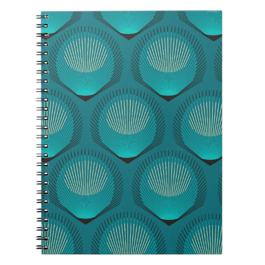 Stilisierte Peacock Feathers Blue Tile Notizblock (Vorderseite)