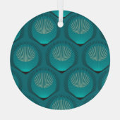 Stilisierte Peacock Feathers Blue Tile Ornament Aus Glas (Rückseite)
