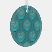 Stilisierte Peacock Feathers Blue Tile Ornament Aus Glas (Vorderseite Rechts)
