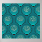 Stilisierte Peacock Feathers Blue Tile Poster (Vorne)