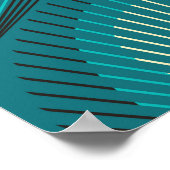 Stilisierte Peacock Feathers Blue Tile Poster (Ecke)