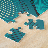 Stilisierte Peacock Feathers Blue Tile Puzzle (Seite)