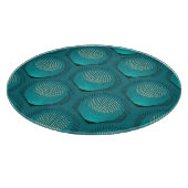 Stilisierte Peacock Feathers Blue Tile Schneidebrett (Ecke)