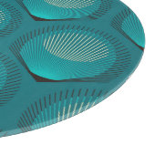 Stilisierte Peacock Feathers Blue Tile Schneidebrett (Ecke)
