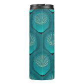 Stilisierte Peacock Feathers Blue Tile Thermosbecher (Rückseite)