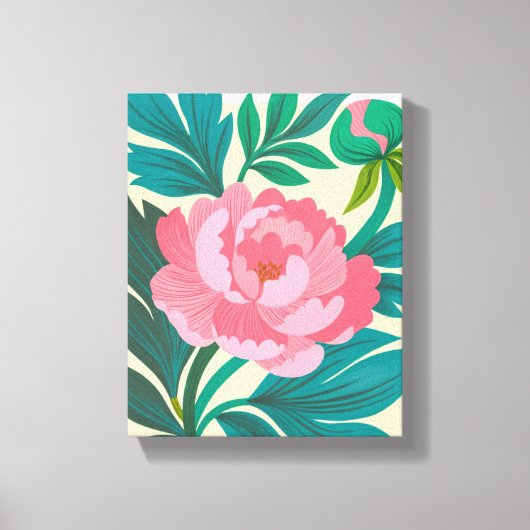 Stilisierte Peony Blossom Art Print Leinwanddruck (Vorderseite)