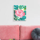 Stilisierte Peony Blossom Art Print Leinwanddruck (Insitu (Wohnzimmer))
