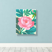 Stilisierte Peony Blossom Art Print Leinwanddruck (Insitu (Holzboden))