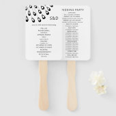 Stilisierte Pfauenfederhalter-Hochzeitsprogramm Fächer (Vorne und Hinten)