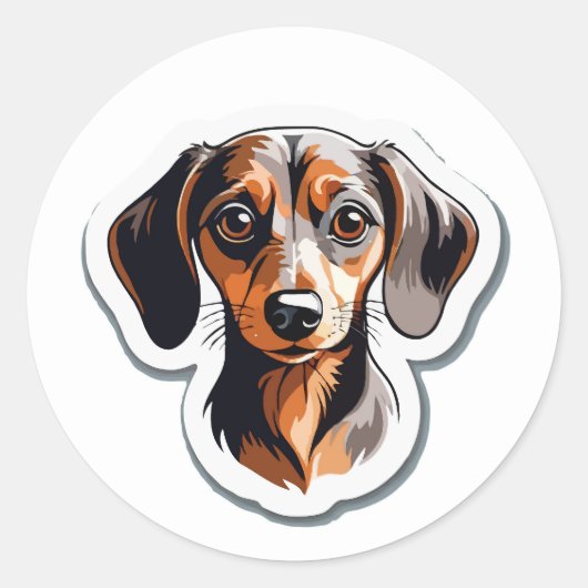 Stilisierte Portrait-Aufkleber für Dackeln: Farben Runder Aufkleber (Vorderseite)