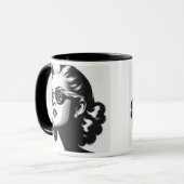 stilisierte Porträt in schwarz-weiß. Tasse (Vorderseite Links)
