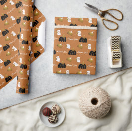 Stilisierte Pumpkins in Schwarz-weiß und Gold Geschenkpapier