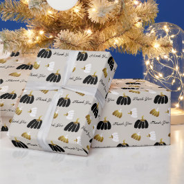Stilisierte Pumpkins in Schwarz-weiß und Gold Geschenkpapier
