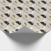 Stilisierte Pumpkins in Schwarz-weiß und Gold Geschenkpapier (Ecke)