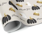 Stilisierte Pumpkins in Schwarz-weiß und Gold Geschenkpapier (Rolleneckpunkt)
