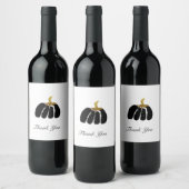 Stilisierte Pumpkins in Schwarz-weiß und Gold Weinetikett (Flaschen)